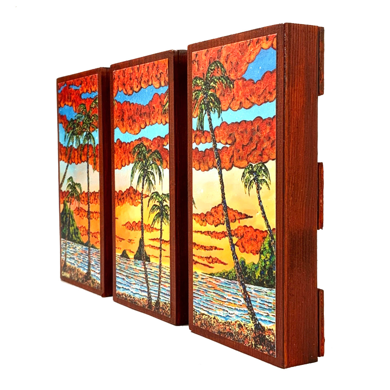 The Bay at Sunset (Triptych) -wood panel (Limited Edition)