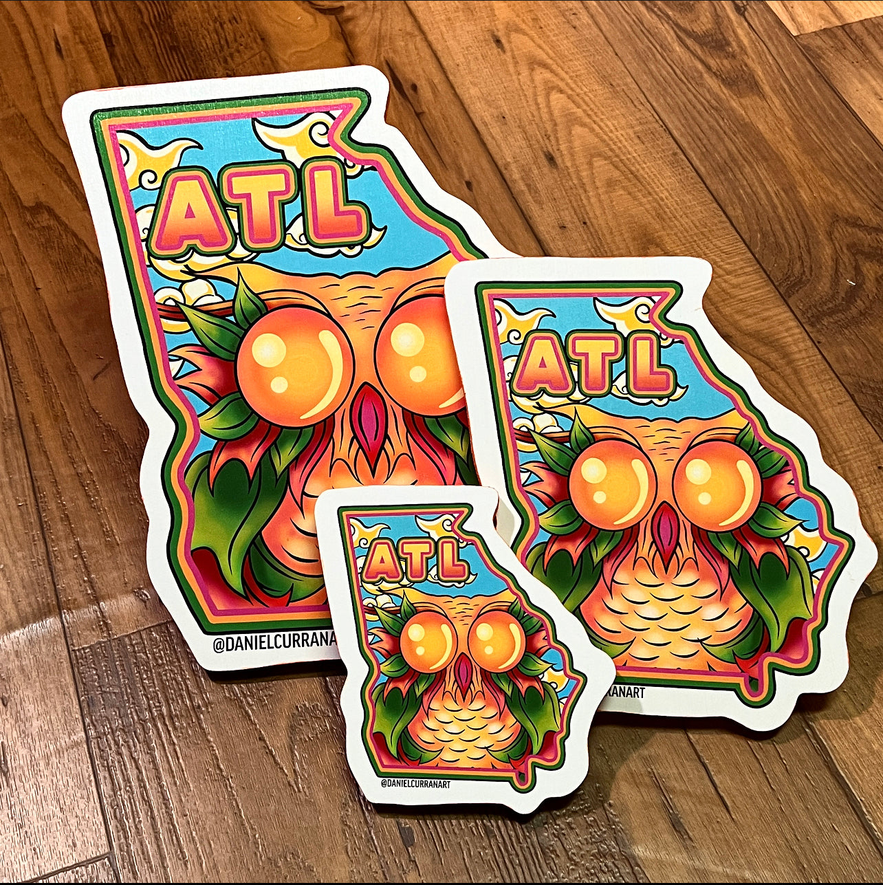 Georgia Peach Owl Print on wood - Daniel Curran Art