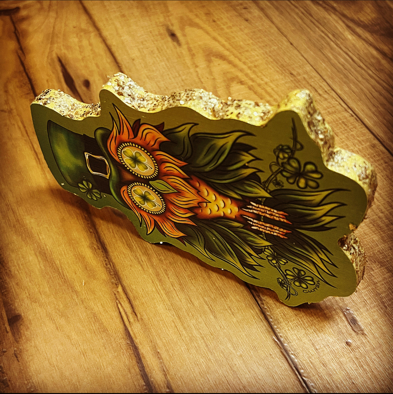 Leprechaun Owl Print on wood (Limited Edition) - Daniel Curran Art