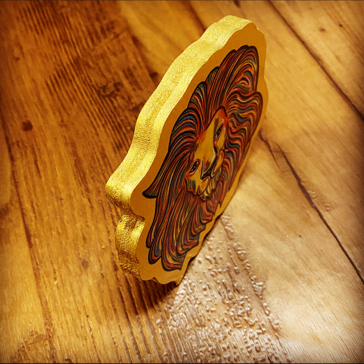 Lion Print on Wood - Daniel Curran Art