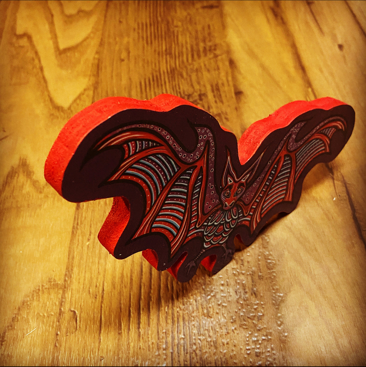 Bat Print on Wood - Daniel Curran Art