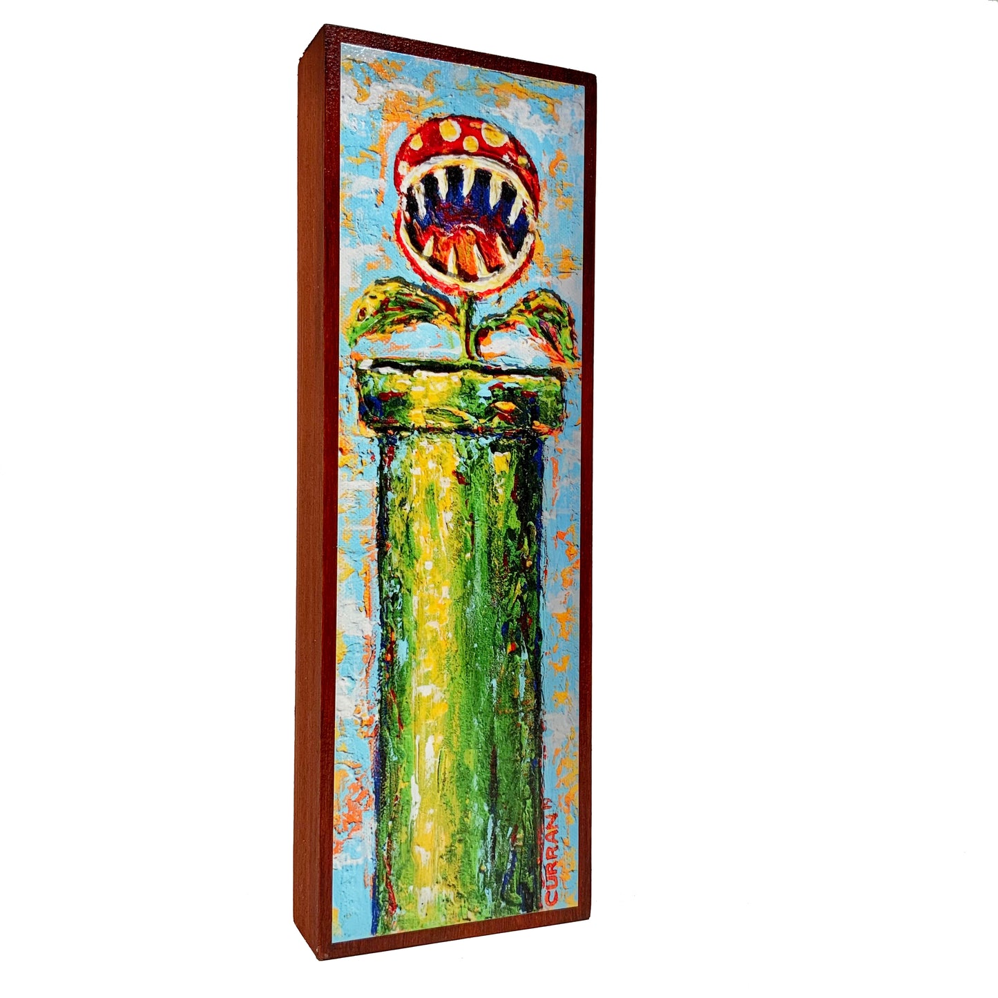Piranha Plant on Wood Panel (Limited Edition) - Daniel Curran Art