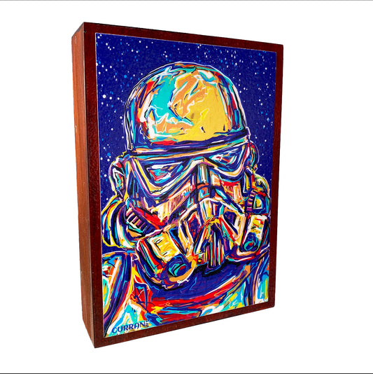 Storm Trooper on Wood Panel - Daniel Curran Art