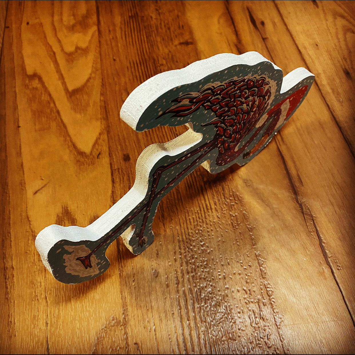 Snow Flamingo Print on wood - Daniel Curran Art