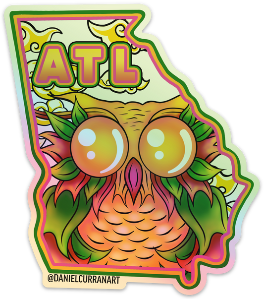 Holographic Georgia Peach Owl Sticker