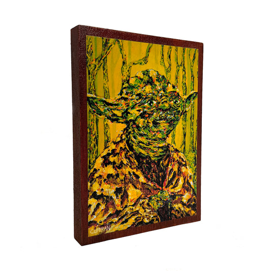 Yoda on Wood Panel