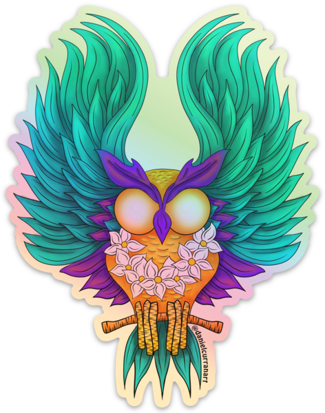 Holographic Winged Luaowl Sticker - Daniel Curran Art