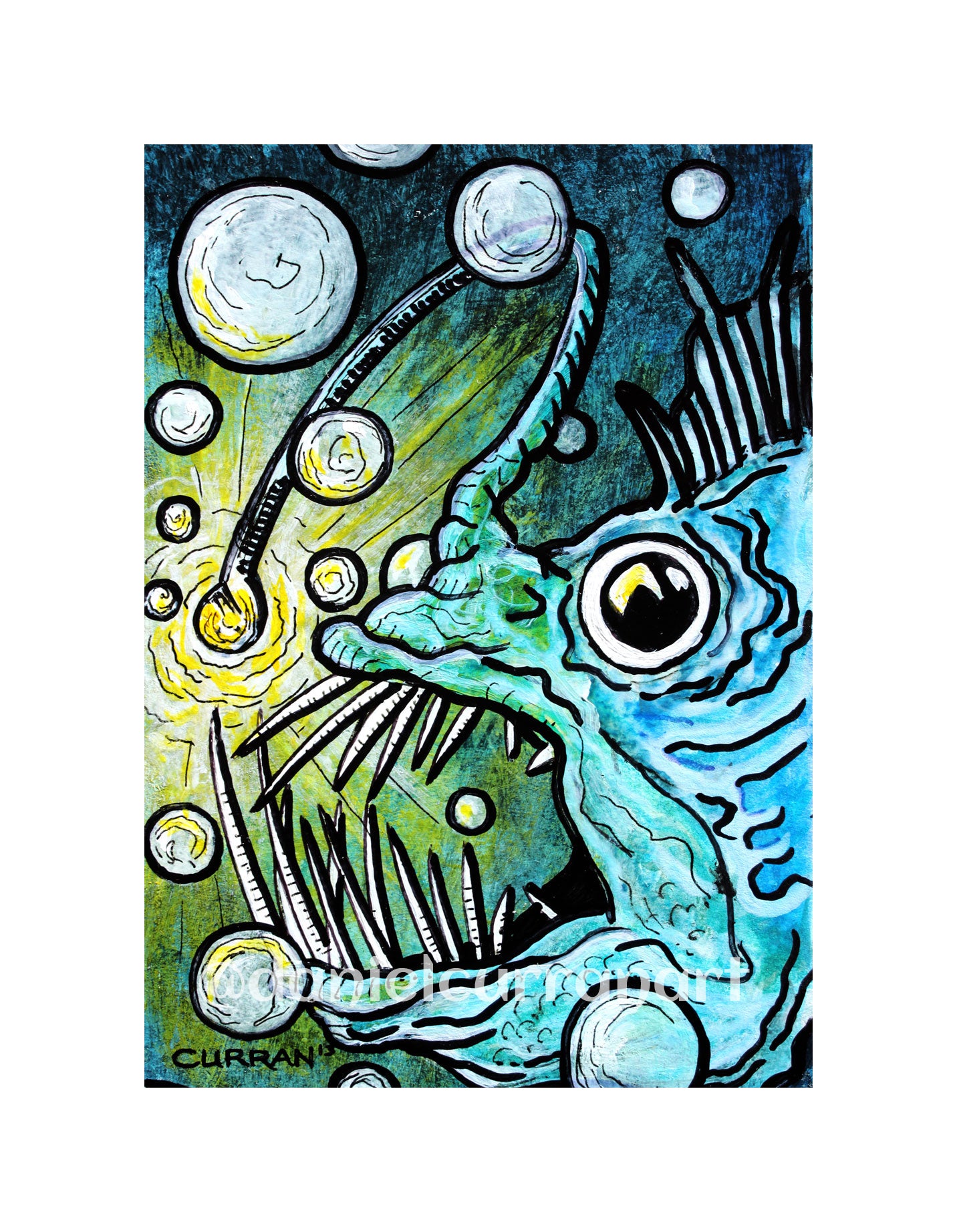 5"x 7" Anglerfish Print (Matted) - Daniel Curran Art
