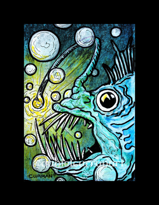 5"x 7" Anglerfish Print (Matted) - Daniel Curran Art