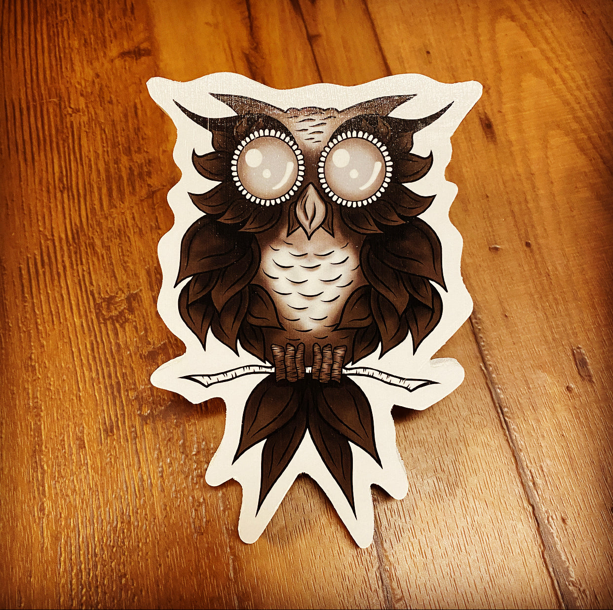 Black Owl Print on Wood (Limited Edition) - Daniel Curran Art