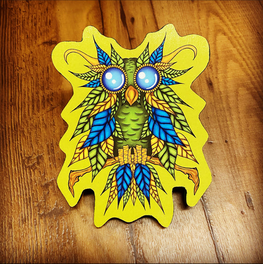 Earth Owl Print on Wood (Limited Edition) - Daniel Curran Art