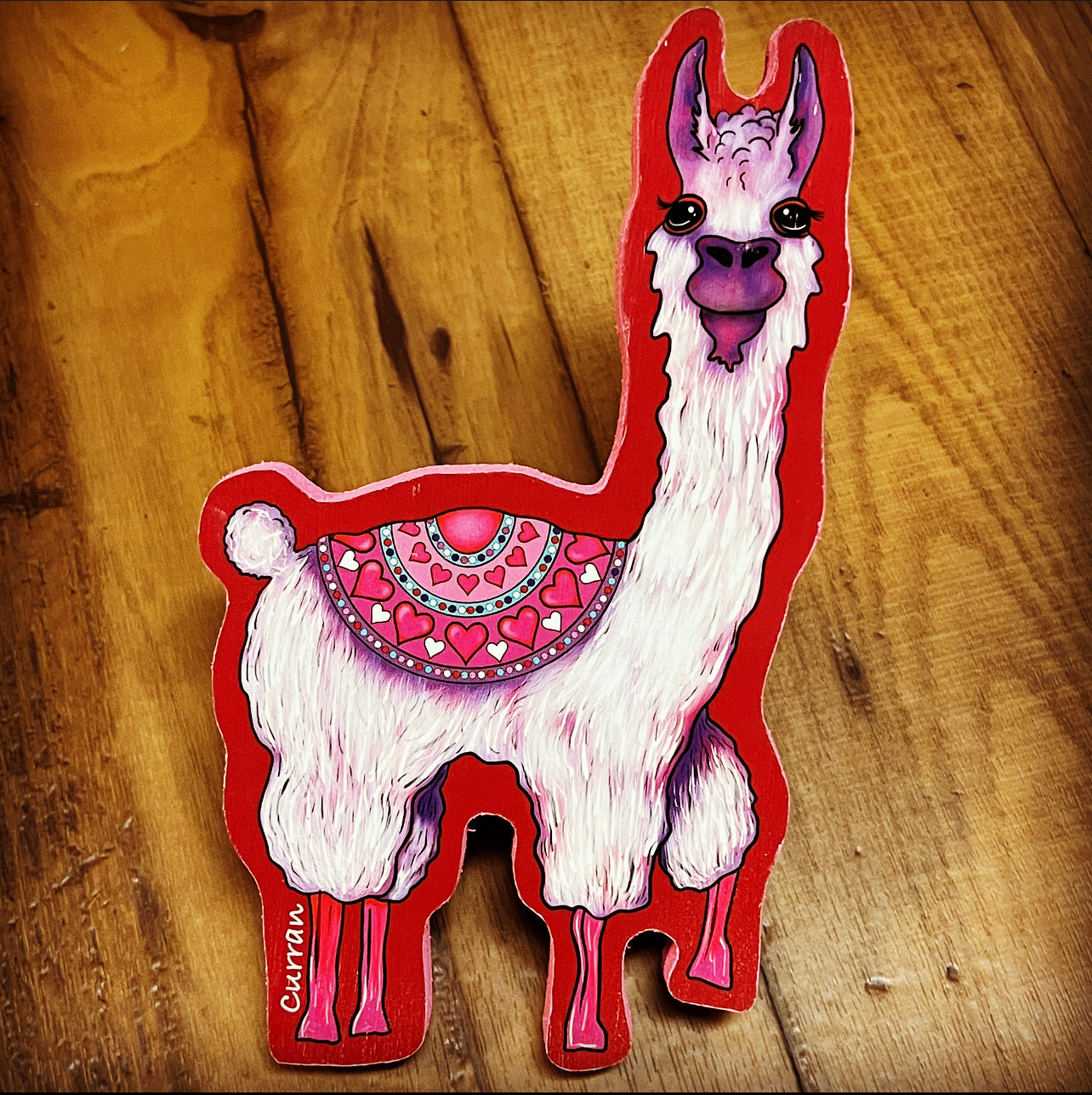 Love Llama Print on wood (Limited Edition) - Daniel Curran Art