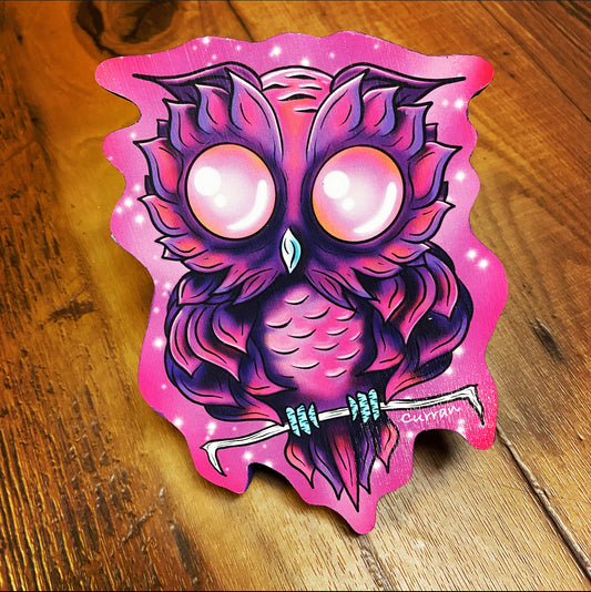 Baby Heart Owl Print on Wood (Limited Edition) - Daniel Curran Art