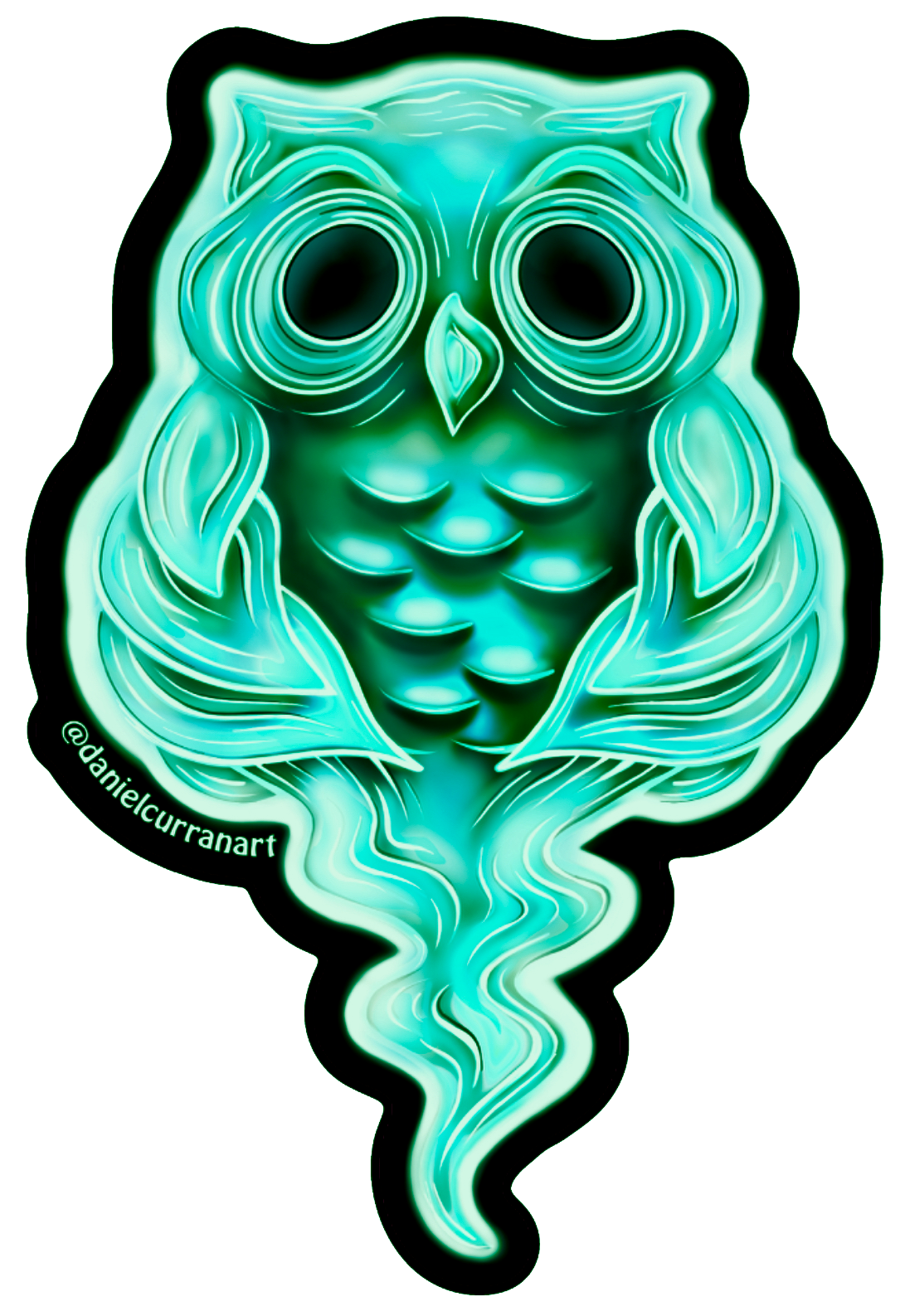 Ghost Owl Glow in the Dark Sticker - Daniel Curran Art
