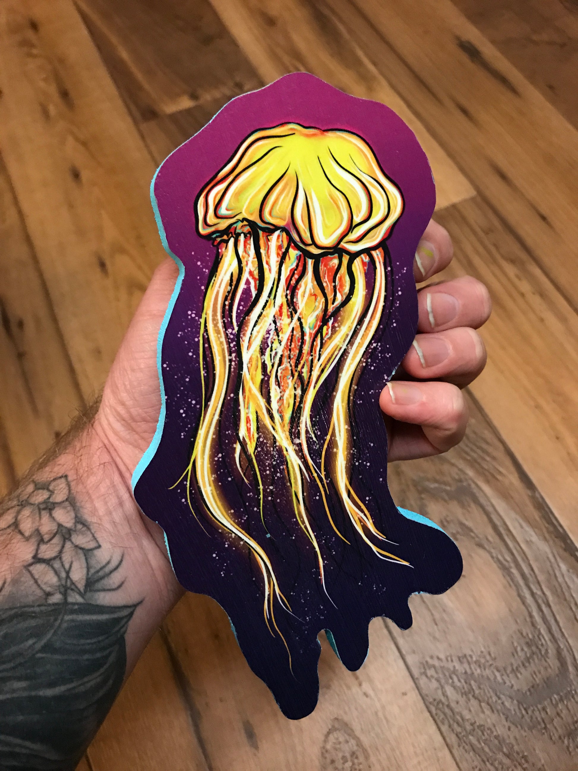 Jellyfish Print on wood - Daniel Curran Art