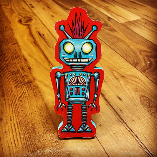 Robot Print on wood - Daniel Curran Art