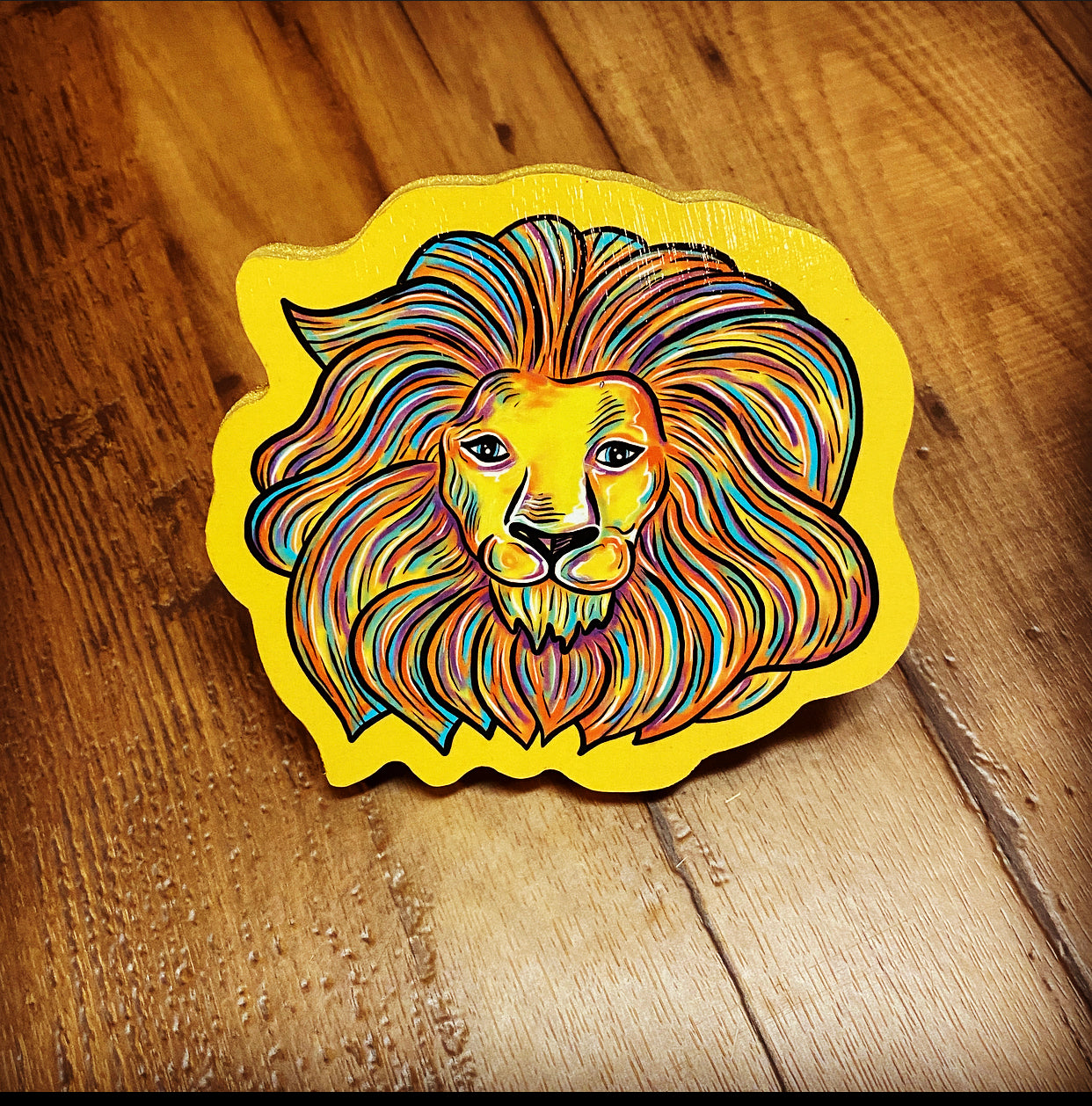 Lion Print on Wood - Daniel Curran Art