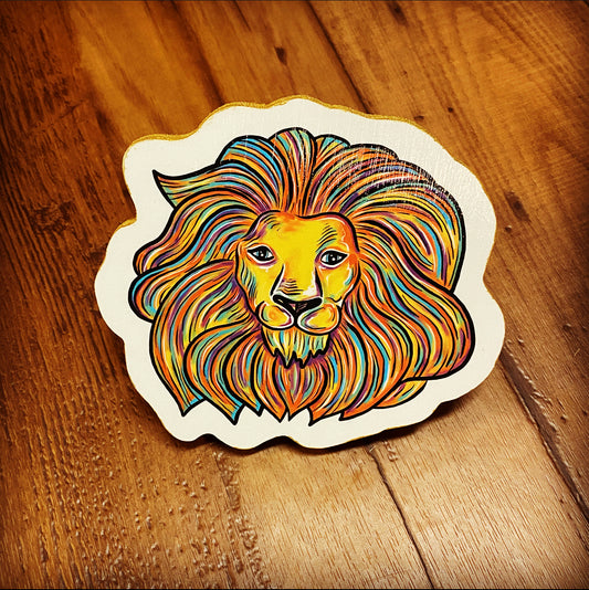 Lion Print on Wood - Daniel Curran Art