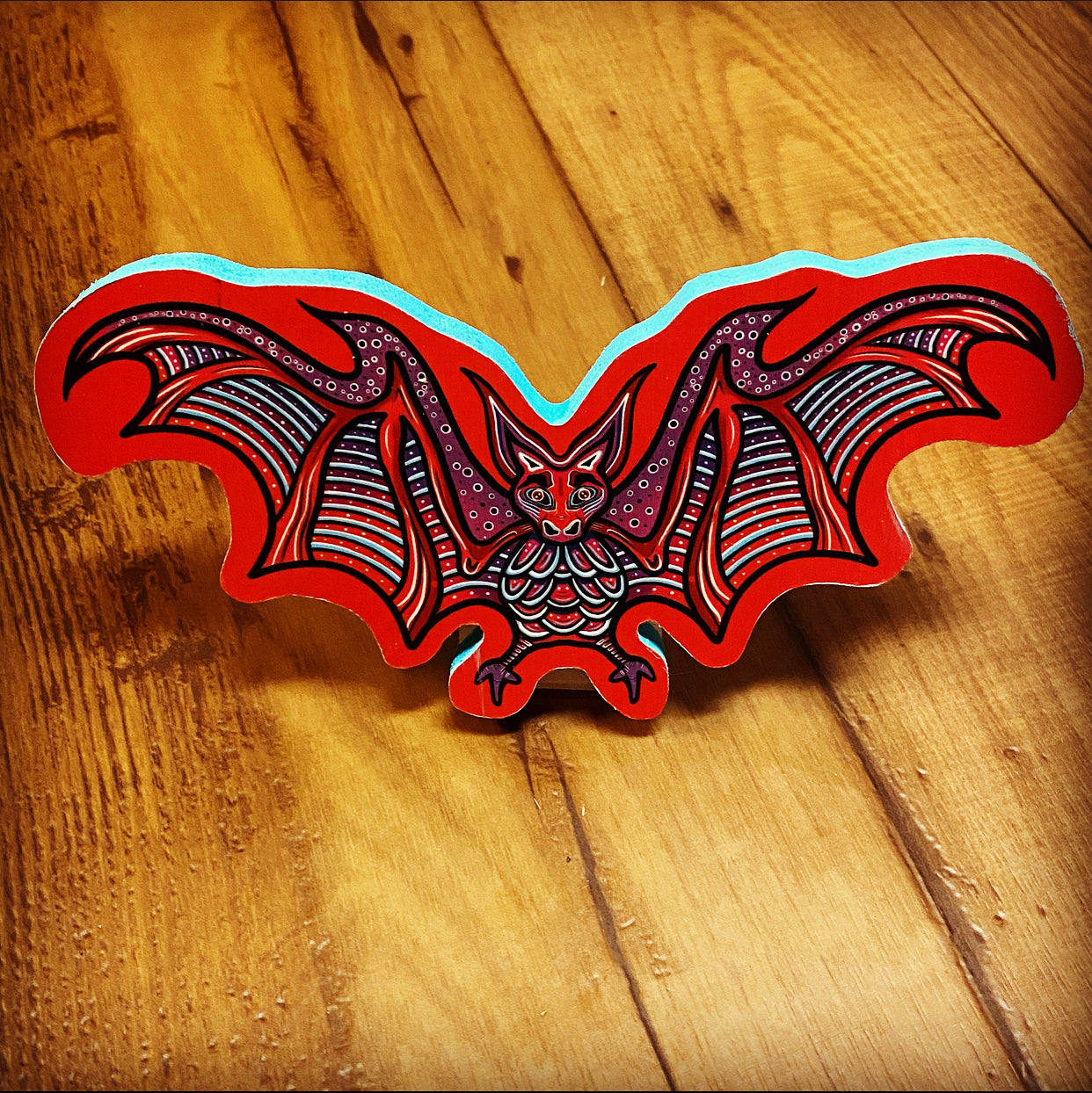 Bat Print on Wood - Daniel Curran Art