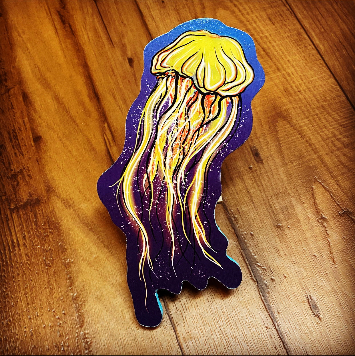 Jellyfish Print on wood - Daniel Curran Art