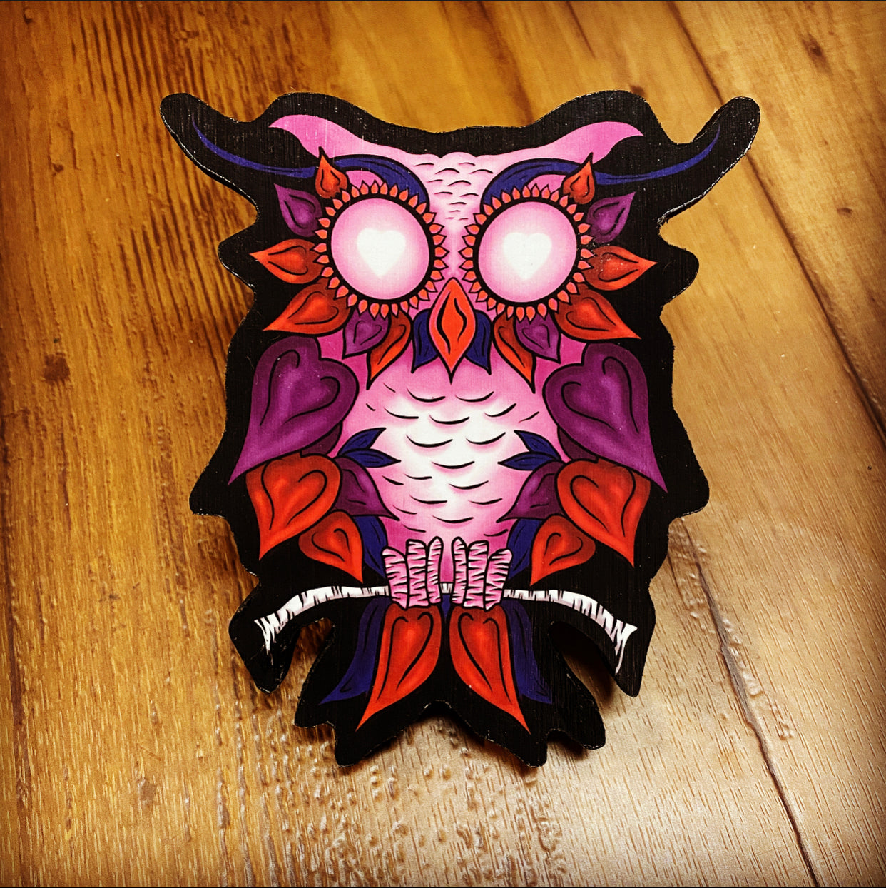 New Heart Owl Print on Wood (Limited Edition) - Daniel Curran Art