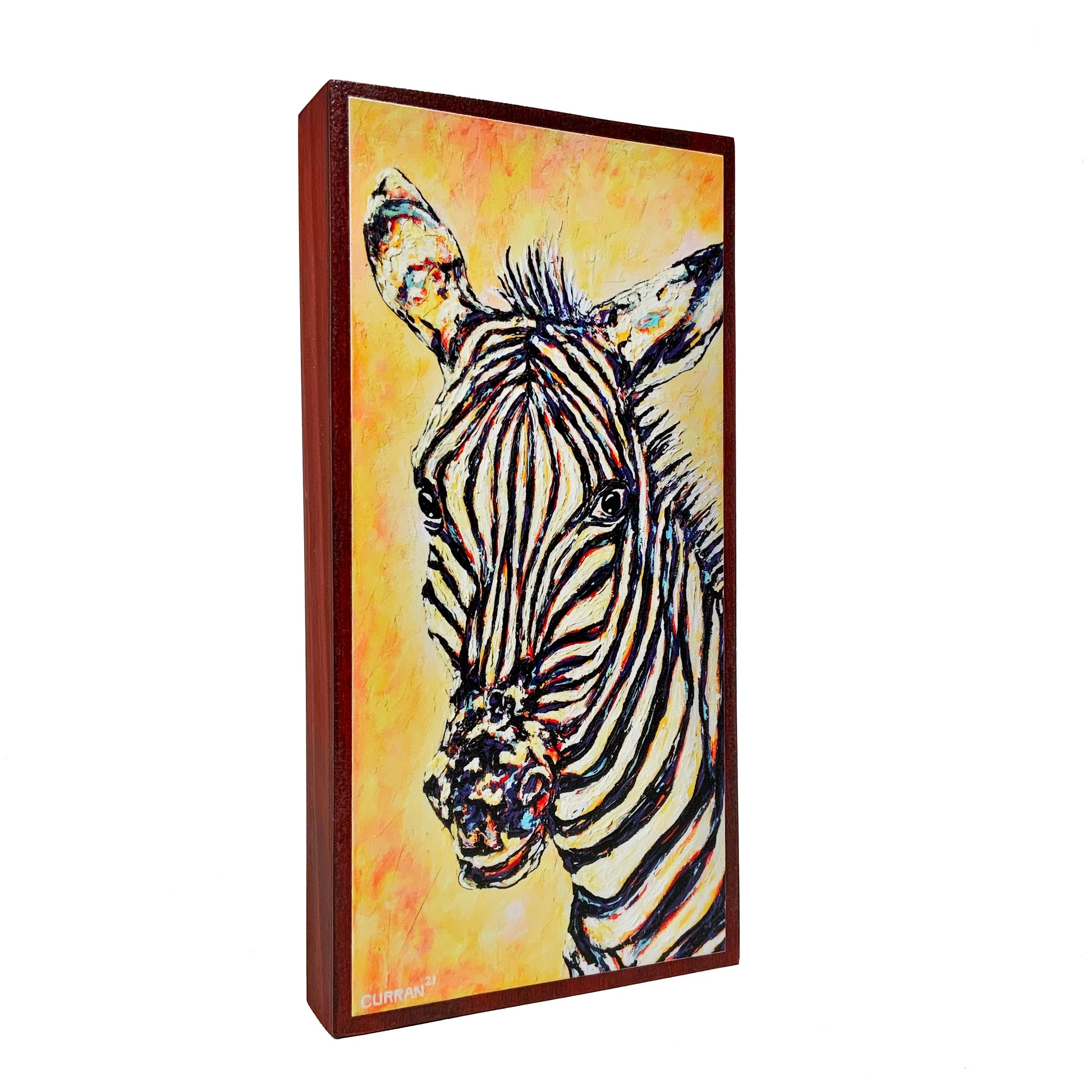Zebra on Wood Panel (Limited Edition) - Daniel Curran Art