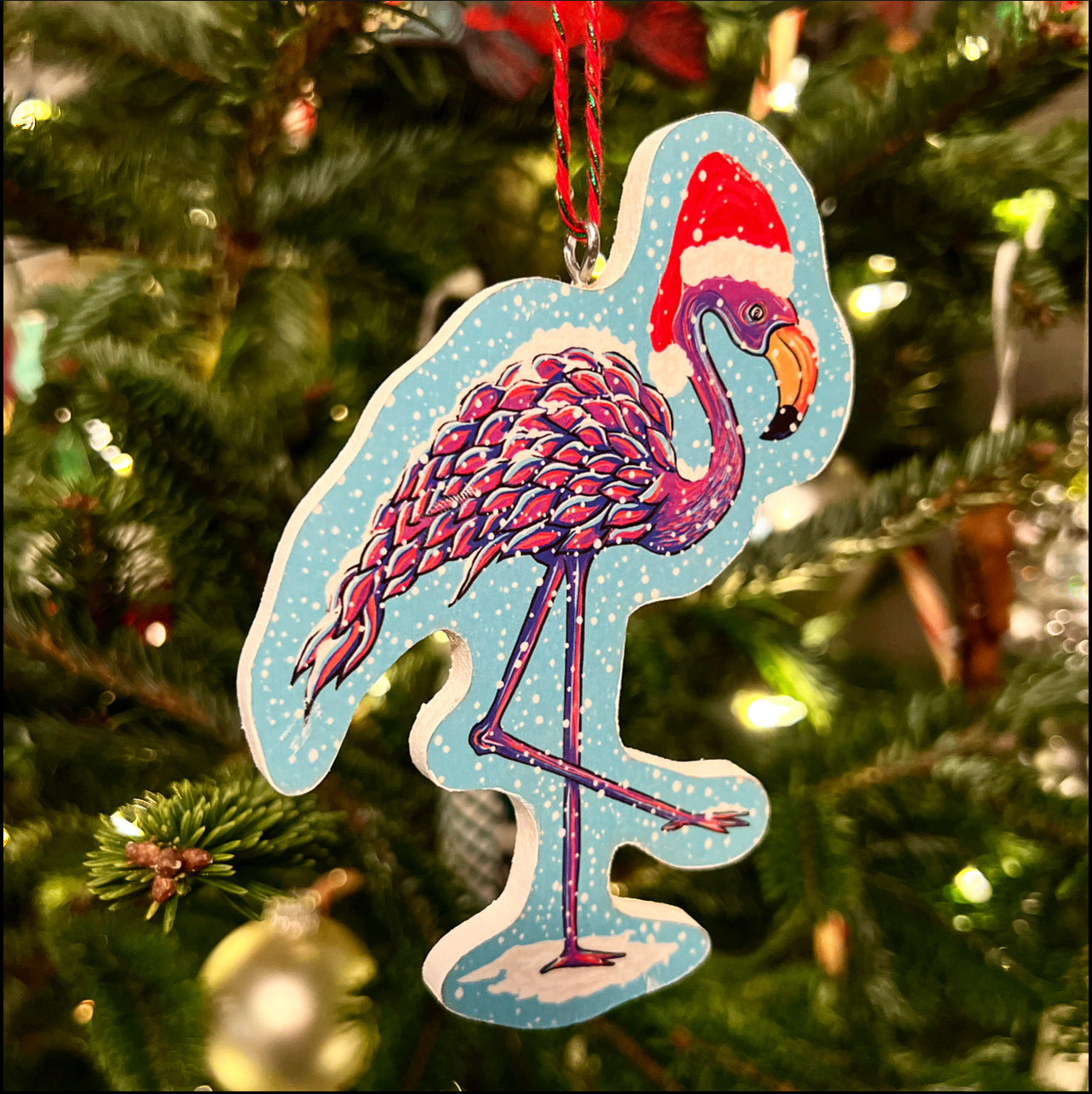 Snow Flamingo 2021 Ornament - Daniel Curran Art